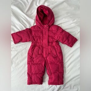 Pink snow suit 3-6 months puffer hooded winter magenta hot pink